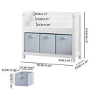 Bookshelf With 3 Tier Front Facing Storage And 3 Bins, Toddler Bookcase For Playroom - White by HouseOfZazla