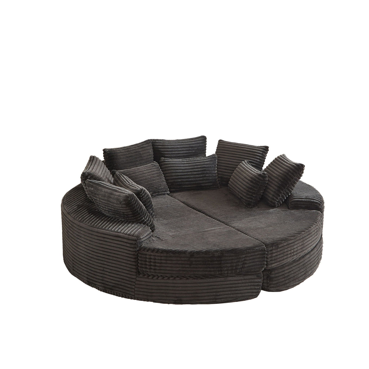 Round Oversized Sofa Bed With 5 Throw Pillows, photo 3 of 31