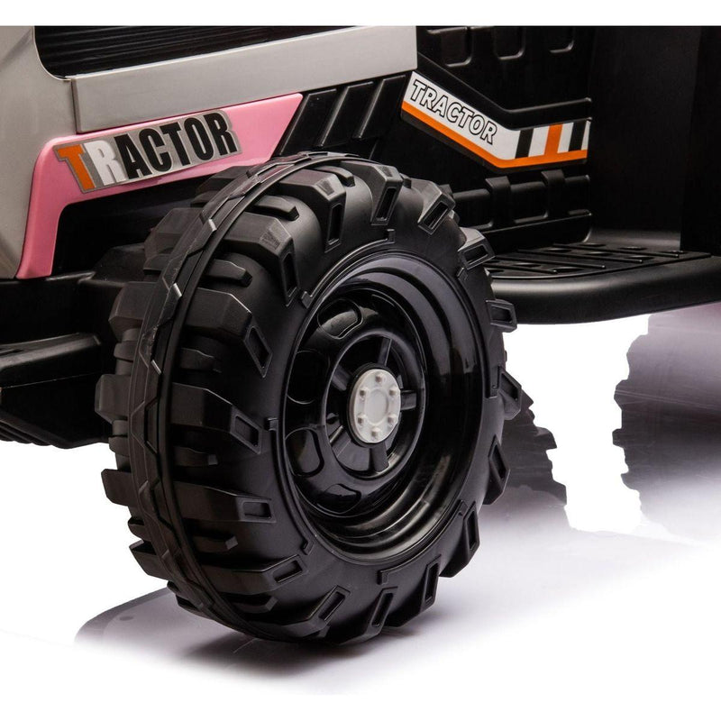 Ride on Tractor with Trailer,24V Battery Powered Electric Tractor Toy, 200wx2motor 1.86-4.97MPH/Remote Control,electric car for kids,Three speed adjustable,USB,MP3, Bluetooth,LED light, safety belt