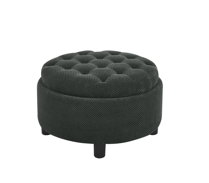 25 Inch Round Storage Ottoman with Tray, photo 9 of 10