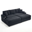 Convertible Sectional Sofa Bed Set With Armrest Storage, Cup Holder, USB - Black by Unique Piece Furniture