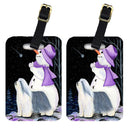 Snowman with Bearded Collie Luggage Tag