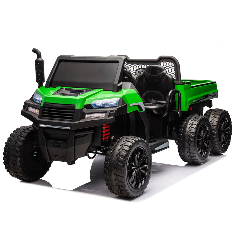 24V 2-Seater UTV-XXL Ride On Truck with Dump Bed for kid,Ride On 4WD UTV with 6 Wheels,Foam Tires, Suitable for Off-Roading,remote control,Three-Point Safety Harness