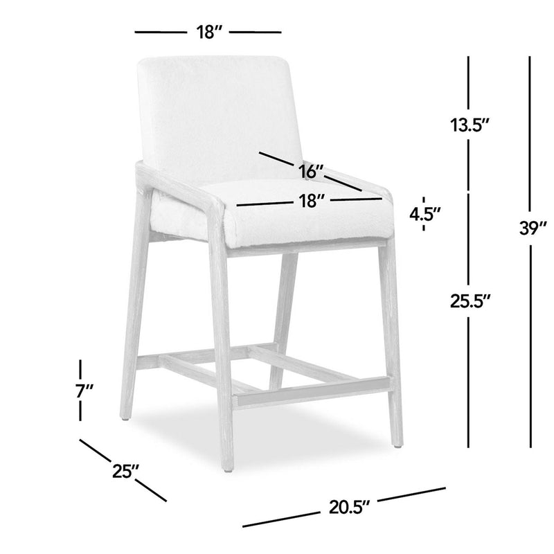 Arizona - Solid Ash Upholstered Counter Stool With Rope Detail - Creme De La Creme White, photo 6 of 11