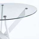 Dining Table With Cross Metal Leg And Tempered Glass, Modern Space Saving Kitchen Table For Living Room