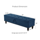 59" Bed Bench with Storage Blue Fabric