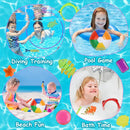 24Pcs Diving Toys Swimming Pool Toys Swim Toys for Kids Aged 3+ Years Old Swim Thru Rings Torpedoes Gems Volleyball Storage Bag by GBruno Store