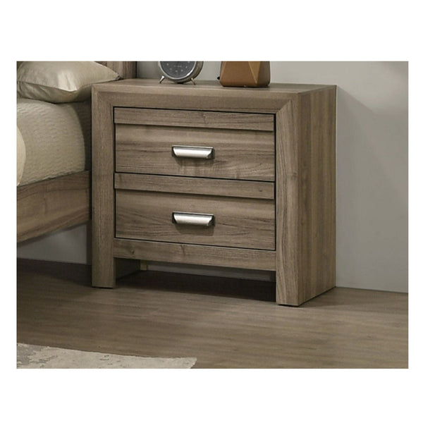 2 Drawer Nightstand With Pulls, Bedroom Furniture - Light Brown, photo 2 of 7