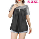 Women Summer Shirts Tops Loose Short Sleeve T Shirts Casual Floral Printed Button Shirts Blouse S-XXL