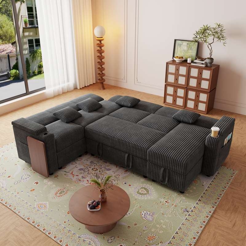100-Inch Pull-Out Sofa with USB Ports and Cup Holder, photo 9 of 10