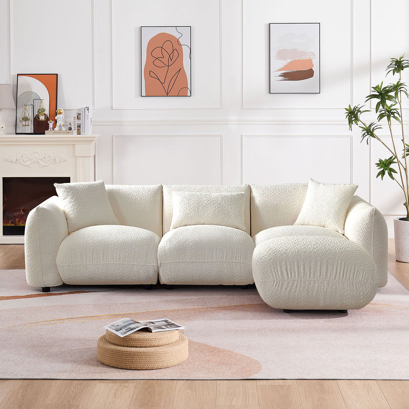 Walker Edison | Minimalist Sherpa 3-Seater Modular Cloud Couch with Ottoman