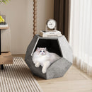 25.98" Shaped Modern Pet Furniture Cat Kennel Side Table MDF Multi-Purpose Furniture,Cement Gray