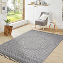 Guros - 6' X 9' Medallion Indoor / Outdoor Area Rug - Gray / White by HouseOfZazla