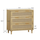 3 Drawers Rattan Storage Cabinet Rattan Drawer, For Bedroom, Living Room, Dining Room, Hallways (Set of 2) - Oak by HouseOfZazla