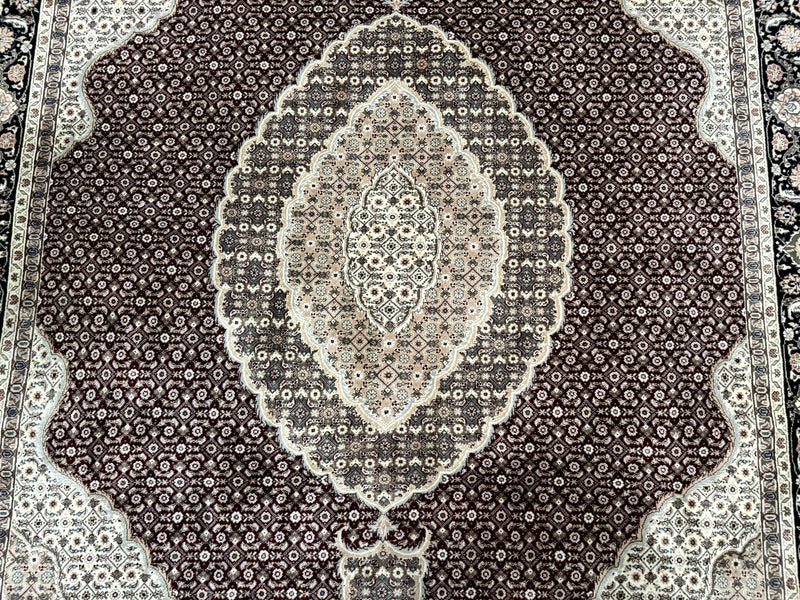 Sino Persian Rug 8x10, Herati, Elegant Oriental Carpet, Dark Maroon