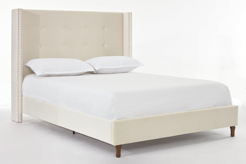 Walker Edison | Traditional Peyton Upholstered 54" High Headboard King Bed