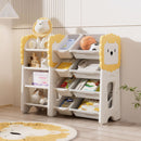 Kids Bookshelf And Toy Storage, 4 Tier Toy Organizers With 8 Removable Storage Bins, Kids Toy Storage Organizer For Study Room - Gray / White / Yellow by HouseOfZazla