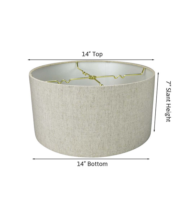 14"W x 7"H Textured Oatmeal Hardback Drum Lampshade, photo 2 of 6
