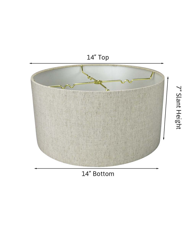 14"W x 7"H Textured Oatmeal Hardback Drum Lampshade