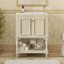 Modern Bathroom Vanity With Sink, Rectangular Cabinet With Open Shelf And Closed Storage by HouseOfZazla