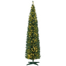 HOMCOM 8' Tall Pre-Lit Slim Noble Fir Artificial Christmas Tree