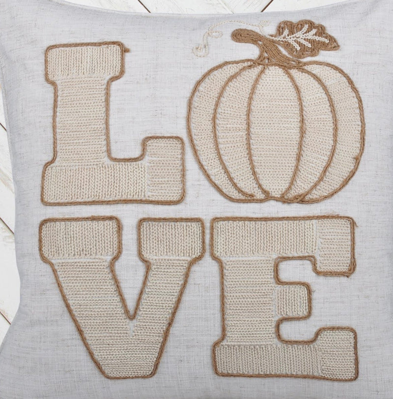 Love Pumpkin Embroidered Throw Pillow – Rustic, photo 3 of 5