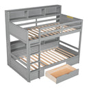 Twin Size Bunk Bed With Built-In Shelves Beside Both Upper And Down Bed And Storage Drawer by HouseOfZazla