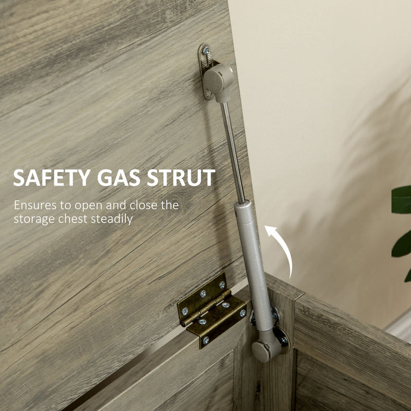 30" Farmhouse Storage Chest, Lift Top Box Organizer with Safety Hinge to Open Up 150 for Bedroom, Entryway, Living Room, Gray