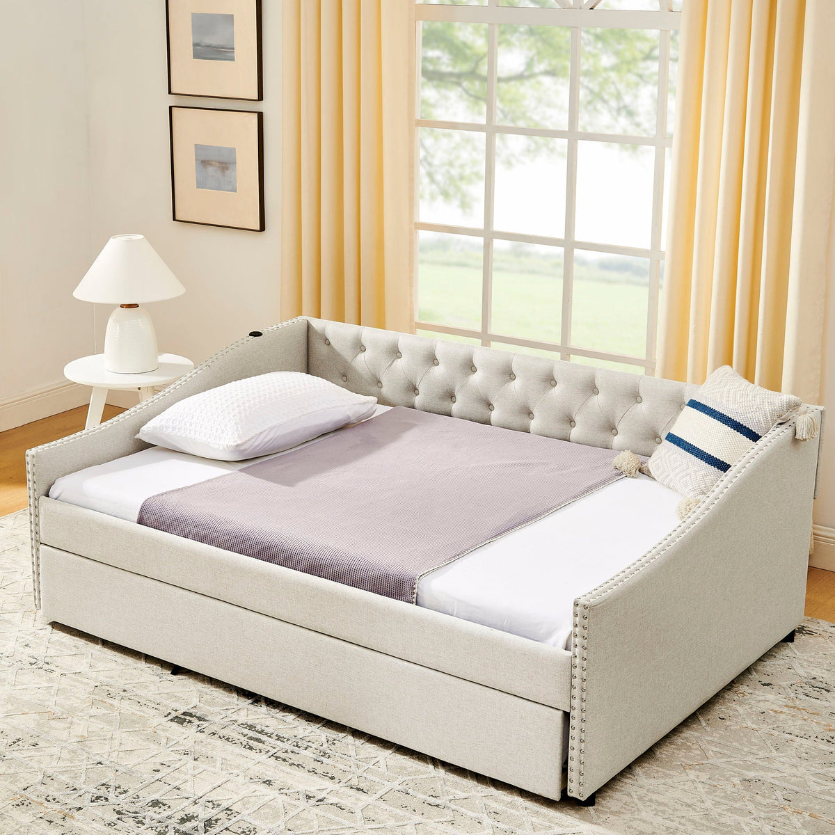 Upholstered Daybed With USB Charging & Pull Out Bed, photo 27 of 40