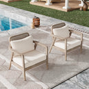 Set of 2 Outdoor Acacia Wood Patio Club Chairs with Waterproof Cushions by HouseOfZazla