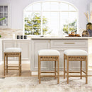 Lucia - Backless Upholstered Counter Stool With Frame - Ivory White by HouseOfZazla