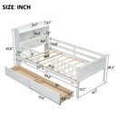 Platform Bed With LED Light, Multi Functional Headboard, Guardrail And 2 Drawers by Unique Piece Furniture