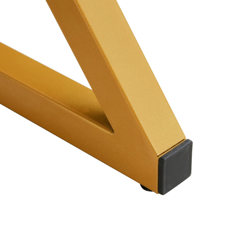 A modern minimalist style white marble patterned coffee table with golden metal legs. Computer desk. Game table. Tea table. CT-XX