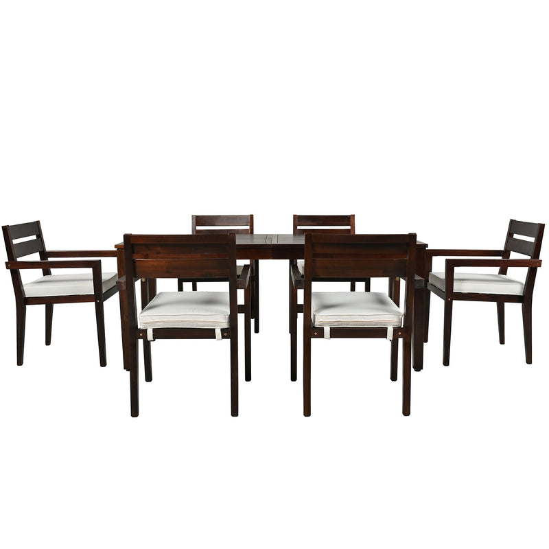 Acacia Wood Outdoor Dining Table And Chairs Suitable For Patio, Balcony Or Backyard