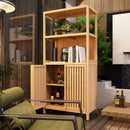 Neutral - Bamboo Storage Cabinet Freestanding With 2 Doors For Bathroom, Living Room, Kitchen, And Entryway - Neutral by HouseOfZazla