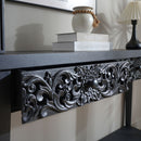 Carved Console Table With Storage Shelf For Living Room - Black by HouseOfZazla