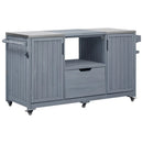 K&K 66.5' Outdoor Kitchen Island for Big Green Egg Grills, Solid Wood Outdoor Grill Cart for Tabletop Grill with Stainless Steel Top, Drawer, Compatible with Large Big Green Egg, Kamado Joe- Grey Blue by Montret