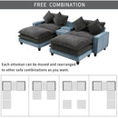 Sectional Sofa With Removable Ottomans, USB Ports, Cup Holders & Storage - Gray / Light Blue by HouseOfZazla