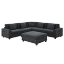 U Shaped Sectional Sofa 6 Seat Couch Set With Oversized Ottoman, Hidden Armrest Storage And Cup Holders USB Charging Ports Wide Seat Sofa by HouseOfZazla