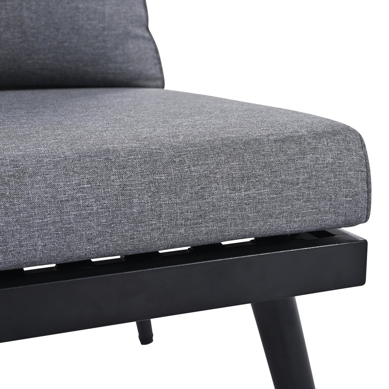 6-Piece Outdoor Sectional Sofa Set with Round Nesting Coffee Tables and Seating Sofa with Cushions for Patio, Porch and Garden (Grey)