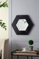 Hexagon Mirror With Natural Wood Frame, Wall Decor For Living Room Bathroom Hallway by HouseOfZazla