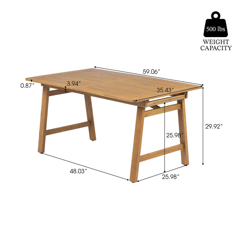 Extendable Acacia Wood Outdoor Dining Table, photo 5 of 10