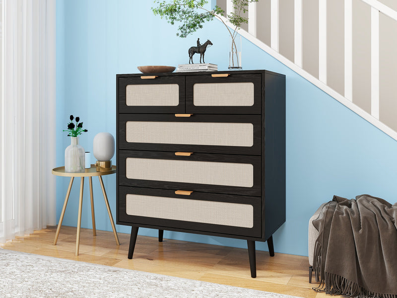 5 Drawer Cabinet, Accent Storage Cabinet, Suitable for Living Room, Bedroom, Dining Room, Study