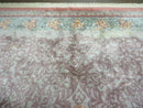 9' X 12' Vintage Handmade Chinese Carving Sculpture Wool Rug Flower Design Pink Carpet