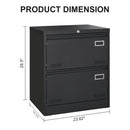 2 Drawer Metal Lateral File Cabinet With Lock, Office Vertical Files Cabinet For Home Office, Locking Metal File Cabinet - Black by HouseOfZazla