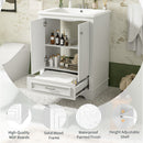 Bathroom Vanity With Ceramic Sink Combo, Modern Freestanding Storage Cabinet With Silver Handles by HouseOfZazla