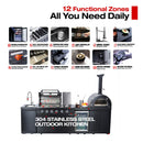 Black 112-Inch Double Stainless Steel Gas Outdoor Kitchen Grill