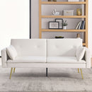 72.5" Convertible Sofa Bed, Adjustable Velvet Sofa Bed - Velvet Folding Lounge Recliner - Reversible Daybed - Ideal for Bedroom with Two Pillows and Center Leg