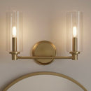 Regal - Double Light Vanity With Clear Ribbed Satin - Antique Brass / Clear by Unique Piece Furniture