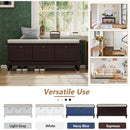 TREXM Classic Shoe Bench with Cushion and Three Drawers, Fluted Entryway Bench with Storage for Living Room, Entryway, and Hallways (Espresso)